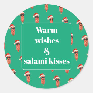 Lustige Salami Küsse Apero Weihnachten Runder Aufkleber