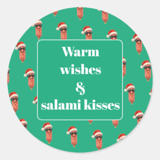 Lustige Salami Küsse Apero Weihnachten Runder Aufkleber
