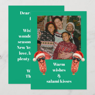 Lustige Salami Küsse Familienfoto Weihnachten