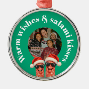Lustige Salami Küsse Familienfoto Weihnachten Ornament Aus Metall