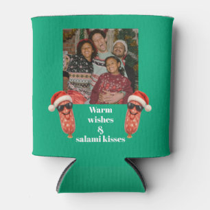 Lustige Salamiküsse Familienfoto Weihnachten Dosenkühler