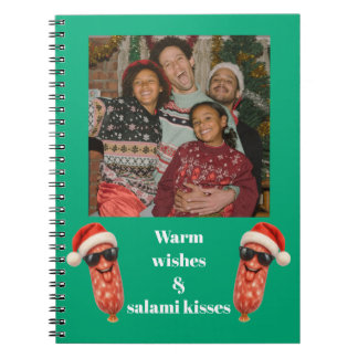 Lustige Salamiküsse Familienfoto Weihnachten Notizblock