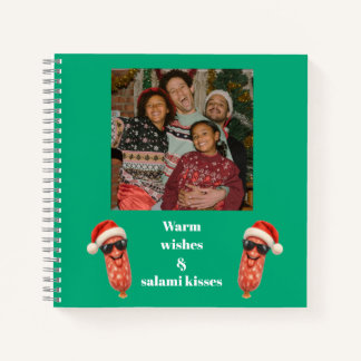 Lustige Salamiküsse Familienfoto Weihnachten Notizblock