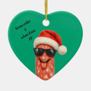 Lustige Salamiküsse Weihnachten Keramik Ornament