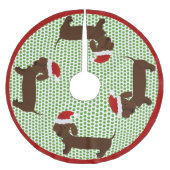 Lustige Sankt-Dackeln - Brown Polyester Weihnachtsbaumdecke (Vorderseite)