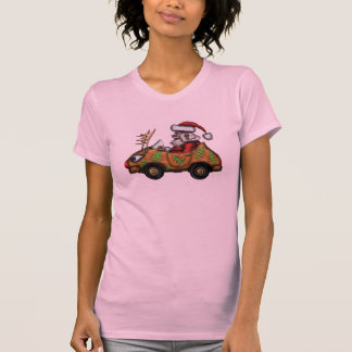 Lustige Sankt, die Rudolph-Auto-T - Shirtentwurf T-Shirt