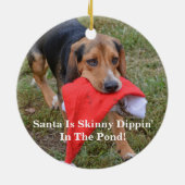 Lustige Sankt ist dünnes Dippin im Teich! Beagle Keramikornament (Hinten)