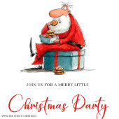 Lustige Santa Claus Wasserfarben Festliche Party E Einladung