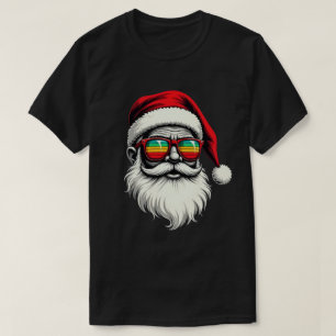 Lustige Santa-Gesicht Retro-Sonnenbrille Weihnacht T-Shirt