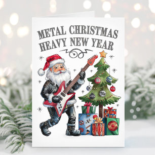 Lustige Santa Heavy Metal Weihnachtskarte Feiertagskarte