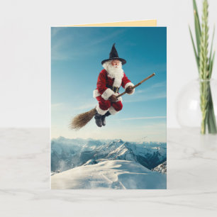 Lustige Santa-Hexe Halloween-Karte Feiertagskarte