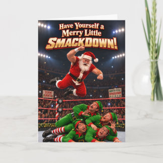 Lustige Santa-Ringkampf-Weihnachts-Smackdown-Karte Feiertagskarte