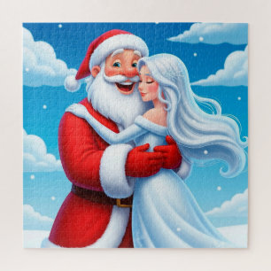 Lustige Santa-Schneekönigin-Szene für den Feiertag Puzzle