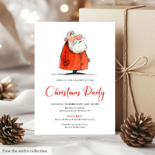 Lustige Santa-Wasserfarbe Moderne Feiertags-Party- Einladung