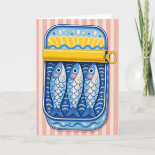 Lustige Sardinen Süße Fischliebhaber Retro-Küsteng Karte