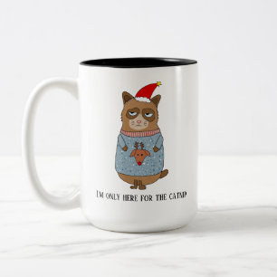 Lustige sarkastische Weihnachtskatze Zweifarbige Tasse