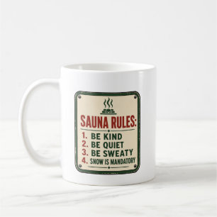 Lustige Sauna-Regeln Vintage-Schild Kaffeetasse