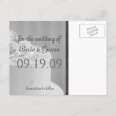 Lustige Save-The-Date-Ankündigungen Ankündigungspostkarte (Rückseite)