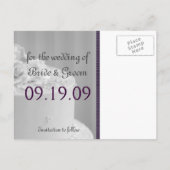 Lustige Save-the-Date-Ankündigungen Ankündigungspostkarte (Rückseite)