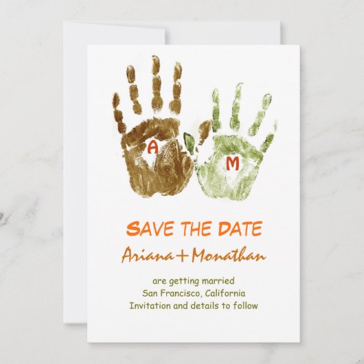 lustige Save-the-Date-Einladung mit Händen Einladung (Vorderseite)