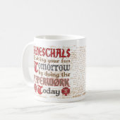 Lustige SCA Seneschal-Schreibarbeit Kaffeetasse (Vorderseite Links)