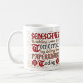 Lustige SCA Seneschal-Schreibarbeit Kaffeetasse (Links)