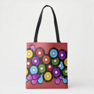 Lustige Schallplatten-Feier Buntes Musikmuster Tasche