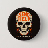 Lustige Schick Hilfe Oder Snacks Retro-Totenkopf Button (Vorderseite)