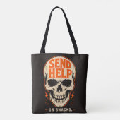 Lustige Schick Hilfe Oder Snacks Retro Totenkopf Tasche (Rückseite)