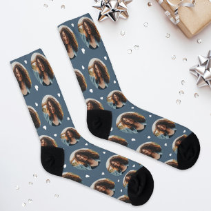 Lustige Schiefertafel mit individuellem Foto der F Socken