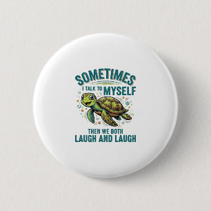 Lustige Schildkröte, die mit sich selbst spricht,  Button