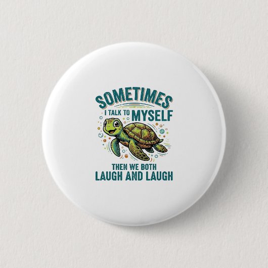 Lustige Schildkröte, die mit sich selbst spricht, Button (Vorderseite)