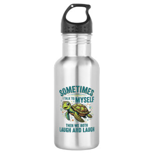 Lustige Schildkröte, die mit sich selbst spricht, Edelstahlflasche