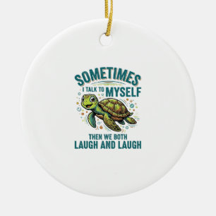 Lustige Schildkröte, die mit sich selbst spricht, Keramik Ornament