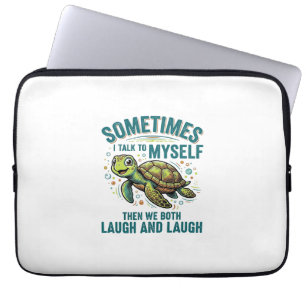 Lustige Schildkröte, die mit sich selbst spricht, Laptopschutzhülle