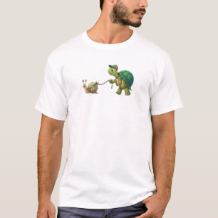 Lustige Schildkröte, die Schnecke läuft T-Shirt