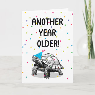 Lustige Schildkröte Ein Jahr Älter Geburtstagskart Karte