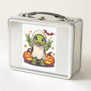 Lustige Schildkröte Geist Kürbis Boo Halloween Kin Metall Brotdose