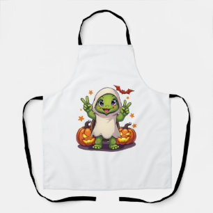 Lustige Schildkröte Geist Kürbis Boo Halloween Kin Schürze