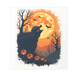 Lustige Schildkröte Halloween-Silhouette Gruselige Notizblock