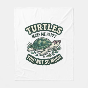 Lustige Schildkröte Macht Mich Glücklich Vintage  Fleecedecke