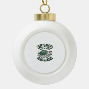 Lustige Schildkröte Macht Mich Glücklich Vintage Keramik Kugel-Ornament