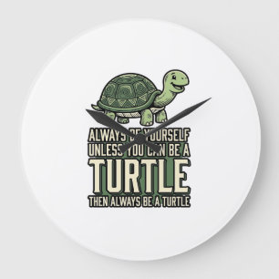 Lustige Schildkröte Sei Selbst Vintage-Shirt-Desig Große Wanduhr