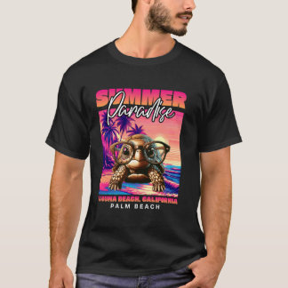 Lustige Schildkröte Sommerparadies Kalifornien Lag T-Shirt