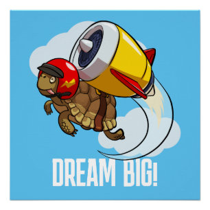 Lustige Schildkröte Träume groß! Motivierender Jet Poster