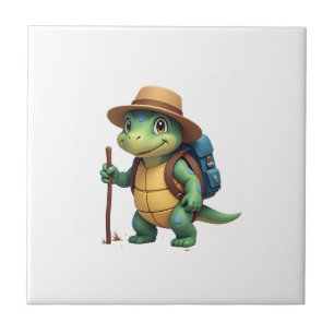 Lustige Schildkröte Wandern Grafik Camping Liebhab Fliese