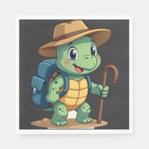 Lustige Schildkröte Wandern Grafik Camping Liebhab Serviette
