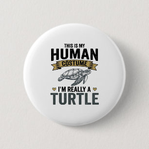 Lustige Schildkröten-Kostüm-Vintage-Stich-Design_1 Button