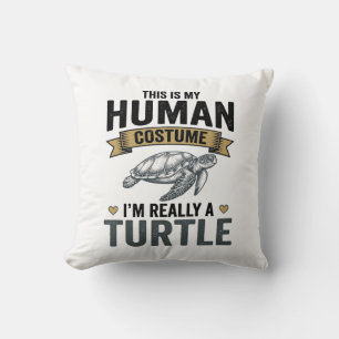 Lustige Schildkröten-Kostüm-Vintage-Stich-Design_1 Kissen