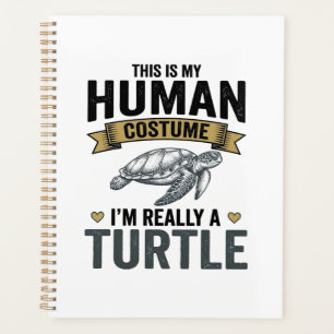 Lustige Schildkröten-Kostüm-Vintage-Stich-Design_1 Planer